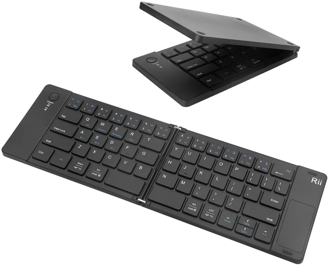 Main image of RK808 Foldable Bluetooth Keyboard with Touchpad | Portable Rechargable Folding Bluetooth Keyboard,Mini Trackpad Travel Keyboards for iPad, iPhone, Windows, Mac, Android-Black