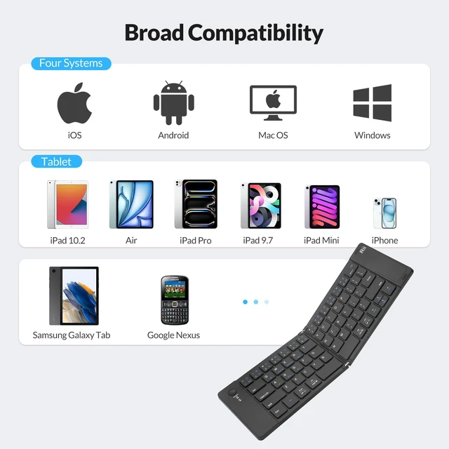 Alt view image 2 of 7 - RK808 Foldable Bluetooth Keyboard with Touchpad | Portable Rechargable Folding Bluetooth Keyboard,Mini Trackpad Travel Keyboards for iPad, iPhone, Windows, Mac, Android-Black