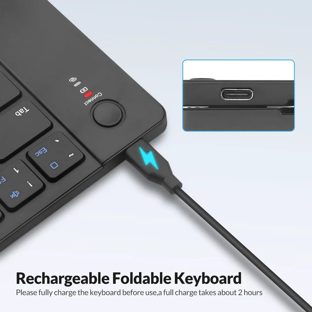 Alt view image 4 of 7 - RK808 Foldable Bluetooth Keyboard with Touchpad | Portable Rechargable Folding Bluetooth Keyboard,Mini Trackpad Travel Keyboards for iPad, iPhone, Windows, Mac, Android-Black