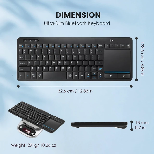 Alt view image 7 of 7 - Multi-Device Wireless Bluetooth Keyboard with Touchpad-QWERTY | Wireless Keyboard with Multi--Touch Big Size Trackpad,Support 3 Devices for PC,Windows, Android, Chrome OS, Laptop, Tablet