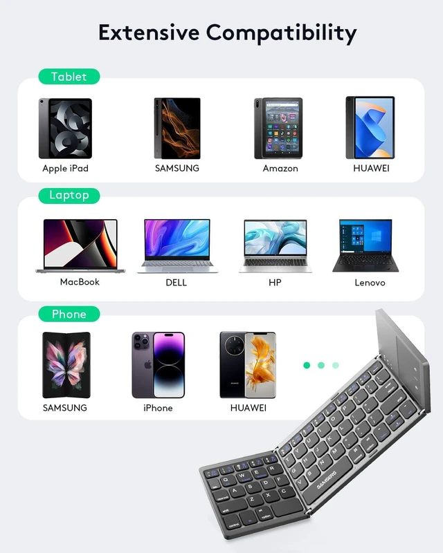 Alt view image 2 of 7 - Foldable Bluetooth Keyboard with Touchpad, Ultra Slim Compact,Grey | Multi-touch Trackpad, Full Size, Phone Holder, USB-C Charging, 1 Device, for Android Windows iOS Mac OS, Mobile Productivity