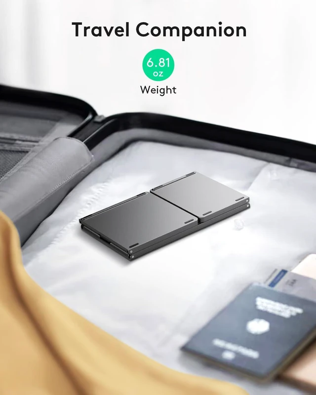 Alt view image 7 of 7 - Foldable Bluetooth Keyboard with Touchpad, Ultra Slim Compact,Grey | Multi-touch Trackpad, Full Size, Phone Holder, USB-C Charging, 1 Device, for Android Windows iOS Mac OS, Mobile Productivity