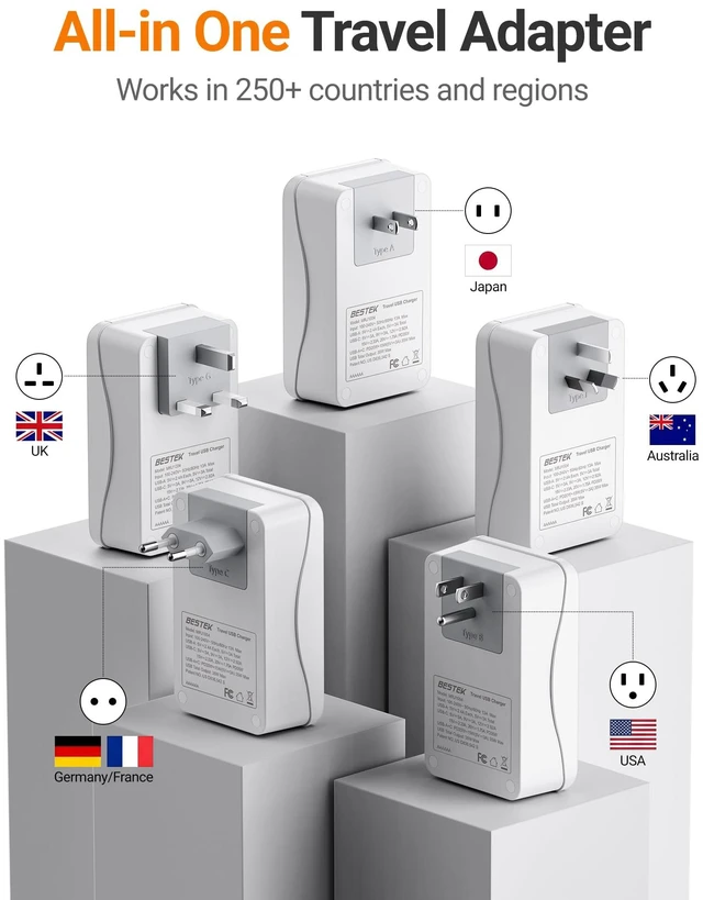 Alt view image 2 of 7 - International Travel Adapter, PD 35W USBC Travel Charger with 3 USBA Ports & 1 AC Outlet, MultiPort Travel Power Adapter for US EU UK AU, NO Voltage Conversion