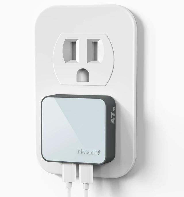Main image of Flat USB C Wall Charger, 47W Dual Ports USB C Charger Block, PPS Fast Charging Wall Plug for iPhone 17/17 Pro/17 Pro Max, Galaxy, MacBook Air, iPad, AirPods and More