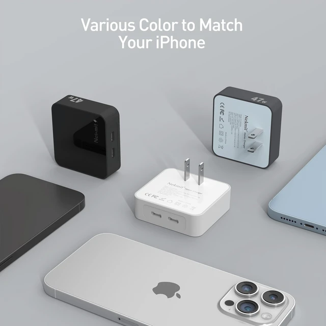 Alt view image 6 of 7 - Flat USB C Wall Charger, 47W Dual Ports USB C Charger Block, PPS Fast Charging Wall Plug for iPhone 17/17 Pro/17 Pro Max, Galaxy, MacBook Air, iPad, AirPods and More