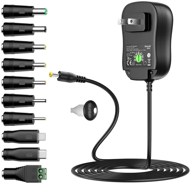 Main image of 45W Universal Power Supply AC DC Adapter Charger Cord 5V-15V 3A | with 5V 2A USB Port, Multiple Voltages, 5V 6V 7.5V 9V 12V 13.5V 15V 3A 2.5A AC Adapter, for Routers Speakers LED Strip Lights