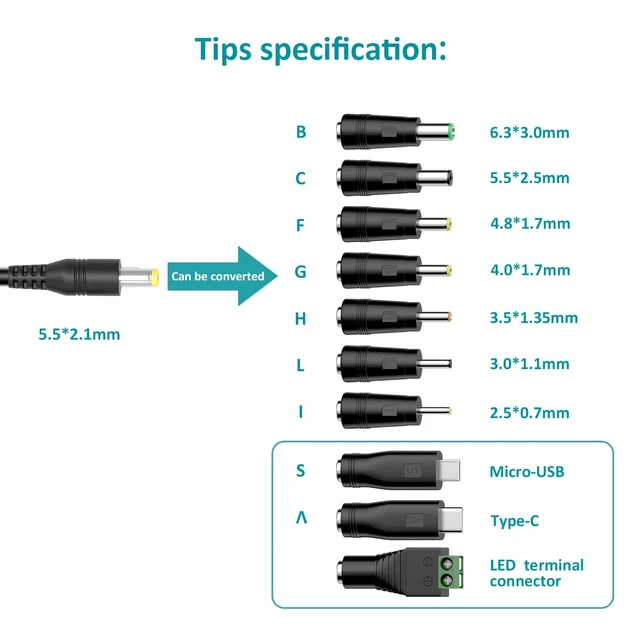 Alt view image 4 of 7 - 45W Universal Power Supply AC DC Adapter Charger Cord 5V-15V 3A | with 5V 2A USB Port, Multiple Voltages, 5V 6V 7.5V 9V 12V 13.5V 15V 3A 2.5A AC Adapter, for Routers Speakers LED Strip Lights