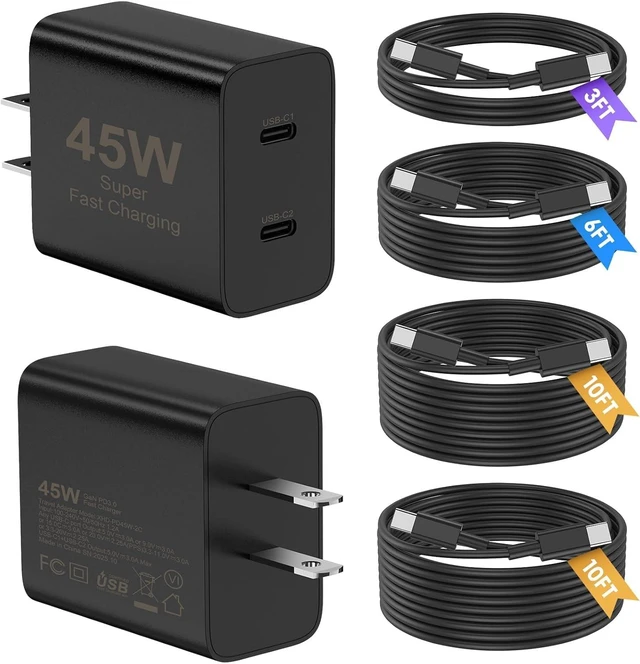 Main image of Super Fast Samsung Charger Type C, 2 Pack 45W Dual Port USB C Fast Charger | PD 3.0 Wall Charger with Long 3/6/10/10FT USB C to C Cable for Samsung S26/S25/S25 Ultra/S25+/S24/S23 &iPhone 17/16/15