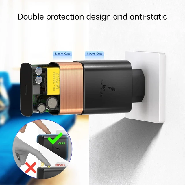 Alt view image 4 of 7 - 45W Europe Super Fast Charger European Travel Plug Adapter EU Wall Charger | for Samsung Galaxy S26 S25 S24 S23 Ultra Plus iPhone MacBook International Power Adaptor USB C PD Italy France Spain Euro