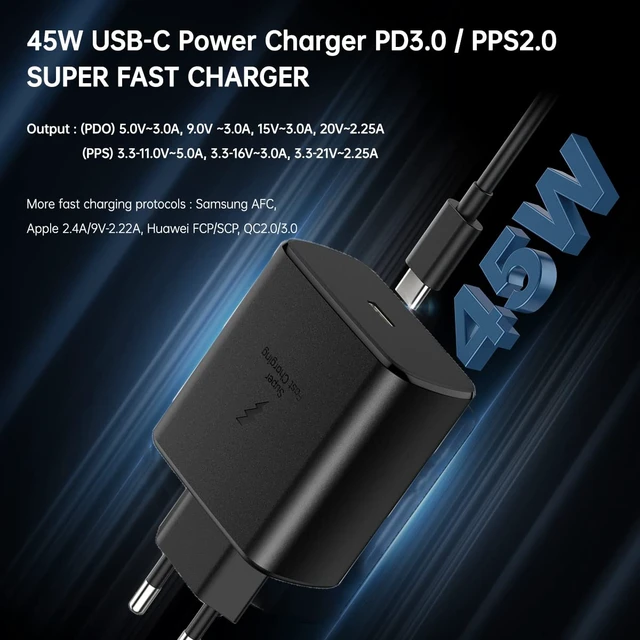 Alt view image 2 of 7 - 45W Europe Super Fast Charger European Travel Plug Adapter EU Wall Charger | for Samsung Galaxy S26 S25 S24 S23 Ultra Plus iPhone MacBook International Power Adaptor USB C PD Italy France Spain Euro