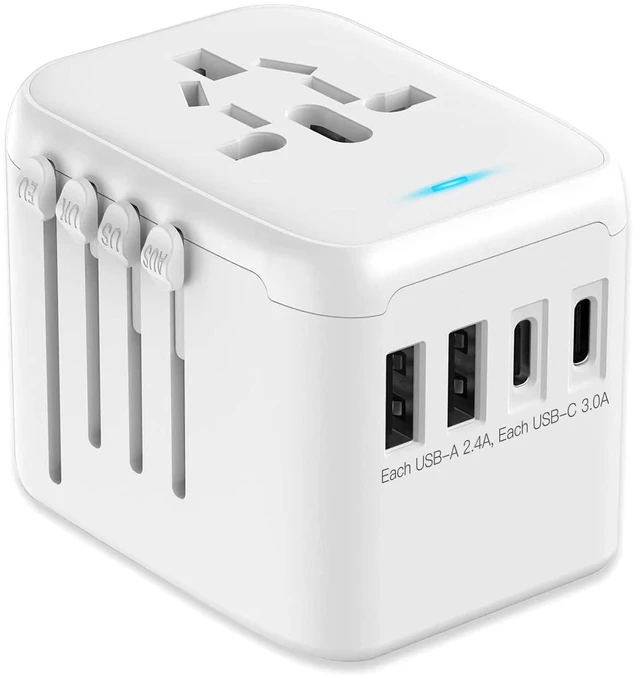 Main image of International Power Adapter, 2 USB-C & 2 USB-A Ports,2500W AC Outlet | All-in-One Universal Travel Adapter,2.4A Fast Charging,EU/US/UK/AU Plugs,Compatibility for Worldwide Travel in 200+ Countries