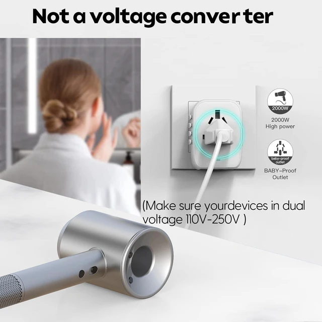 Alt view image 2 of 6 - International Power Adapter, 2 USB-C & 2 USB-A Ports,2500W AC Outlet | All-in-One Universal Travel Adapter,2.4A Fast Charging,EU/US/UK/AU Plugs,Compatibility for Worldwide Travel in 200+ Countries