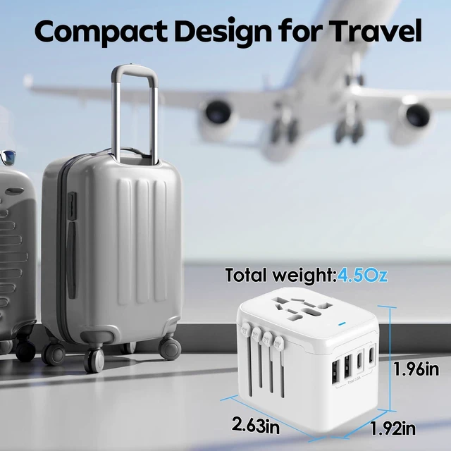Alt view image 4 of 6 - International Power Adapter, 2 USB-C & 2 USB-A Ports,2500W AC Outlet | All-in-One Universal Travel Adapter,2.4A Fast Charging,EU/US/UK/AU Plugs,Compatibility for Worldwide Travel in 200+ Countries
