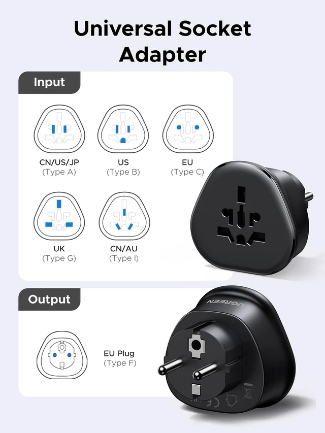 Alt view image 2 of 7 - European Schuko Travel Plug Adapter, US to EU Type F Power Converter | For US to Germany, France, Netherlands Travel Plug Adapter, 1 Pack