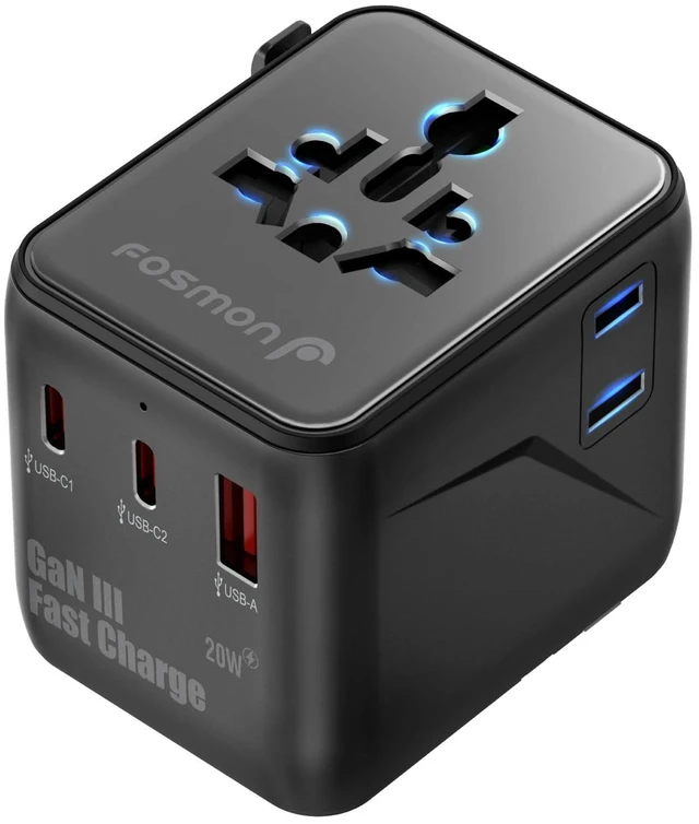 Main image of Universal Travel Adapter PD&QC, 2AC/4USB-C/1USB-A | European Travel Plug Adapter- PD 20W GaN III, Replaceable Dual Fuses, Travel Essentials for EU UK US AU JP 224+ Countries