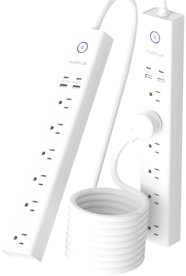 Main image of Power Strip Surge Protector with USB-C Ports, 10FT Long Extension Cord | 6 Outlet and 4 USB Ports, Power Strips Flat Plug(1250W/10A/2100J), Wall Mountable Overload Protection for Home Office Dorm