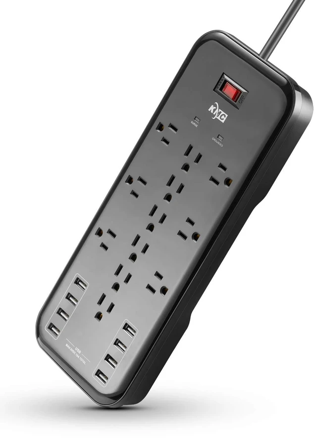 Main image of 12-Outlet Surge Protector Power Strip with 8 USB Charging Ports (5V/10A), 2500J,6-Foot Cord