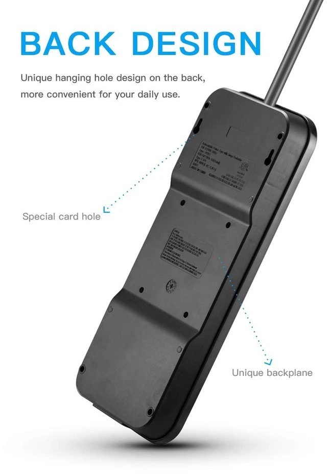 Alt view image 5 of 7 - 12-Outlet Surge Protector Power Strip with 8 USB Charging Ports (5V/10A), 2500J,6-Foot Cord