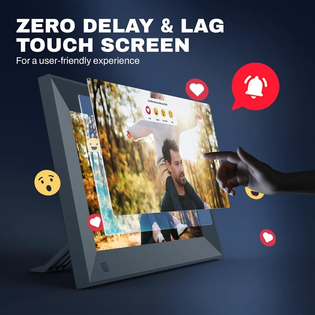 Alt view image 3 of 7 - FRAMEO 8" Digital Picture Frame, Touchscreen Small Display, 16GB | 1280x800 HD, Easy Photo and Video Sharing from Anywhere, Auto-Synced Calendar, Quick Setup, Thoughtful Gift for Loved Ones