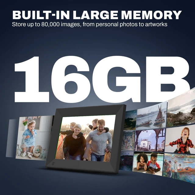 Alt view image 4 of 7 - FRAMEO 8" Digital Picture Frame, Touchscreen Small Display, 16GB | 1280x800 HD, Easy Photo and Video Sharing from Anywhere, Auto-Synced Calendar, Quick Setup, Thoughtful Gift for Loved Ones