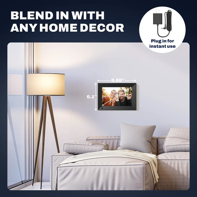 Alt view image 6 of 7 - FRAMEO 8" Digital Picture Frame, Touchscreen Small Display, 16GB | 1280x800 HD, Easy Photo and Video Sharing from Anywhere, Auto-Synced Calendar, Quick Setup, Thoughtful Gift for Loved Ones