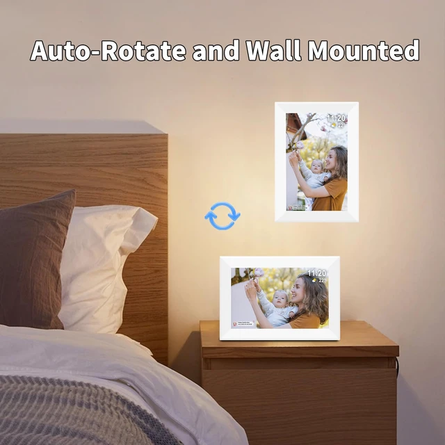 Alt view image 6 of 7 - Frameo 10.1" Digital Picture Frame White, Smart WiFi Digital Photo Frame with IPS Touch Screen, 1280x800 HD Display, 32GB Auto-Rotate Wall Mountable, SD/USB Slot, Instant Sharing via Frameo App