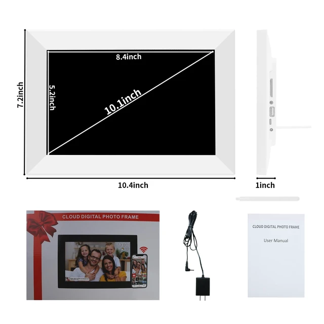 Alt view image 7 of 7 - Frameo 10.1" Digital Picture Frame White, Smart WiFi Digital Photo Frame with IPS Touch Screen, 1280x800 HD Display, 32GB Auto-Rotate Wall Mountable, SD/USB Slot, Instant Sharing via Frameo App