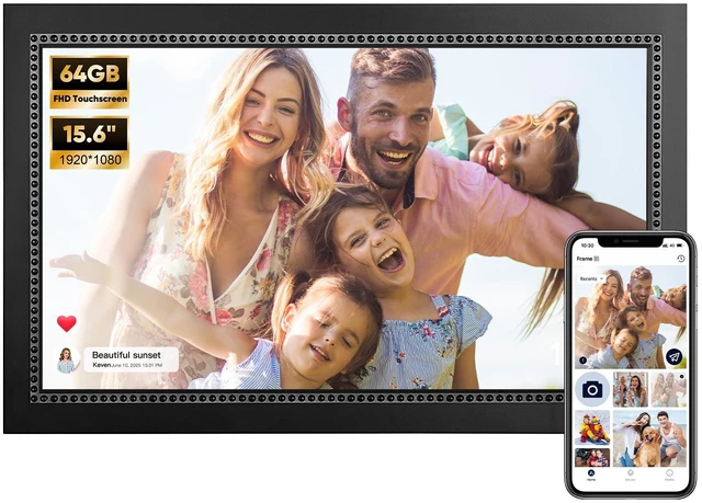 Main image of Digital Picture Frame 15.6 Inch Digital Photo Frame with 64GB Storage, 1920 * 1080 IPS FHD Touchscreen, WiFi Smart Frame Share Photos and Videos Instantly from Anywhere via AiMOR App