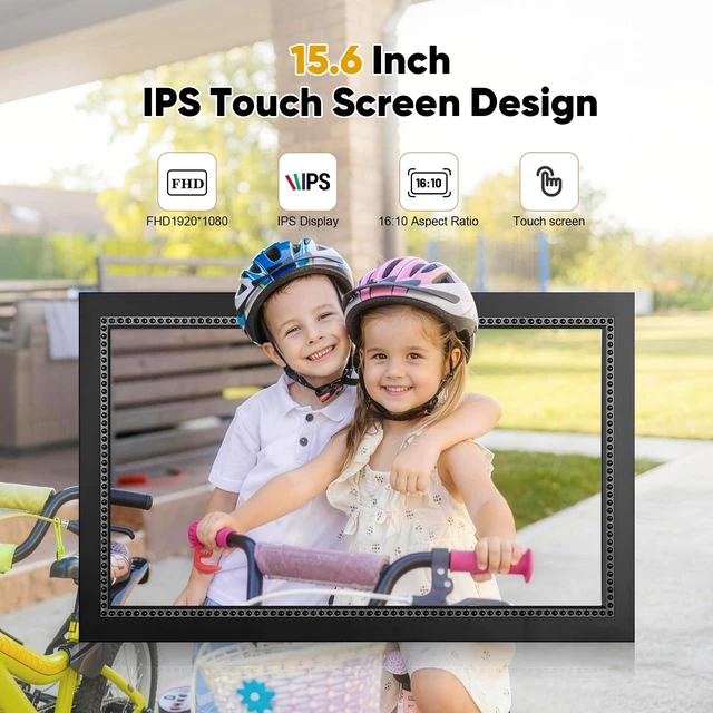 Alt view image 3 of 7 - Digital Picture Frame 15.6 Inch Digital Photo Frame with 64GB Storage, 1920 * 1080 IPS FHD Touchscreen, WiFi Smart Frame Share Photos and Videos Instantly from Anywhere via AiMOR App