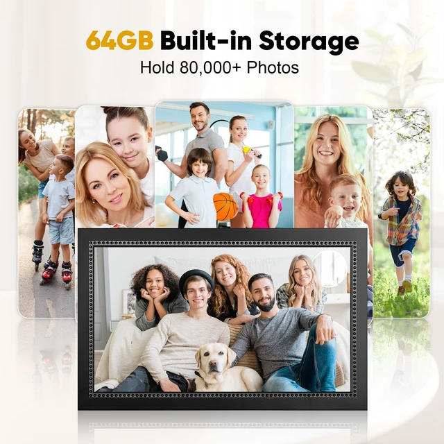Alt view image 4 of 7 - Digital Picture Frame 15.6 Inch Digital Photo Frame with 64GB Storage, 1920 * 1080 IPS FHD Touchscreen, WiFi Smart Frame Share Photos and Videos Instantly from Anywhere via AiMOR App