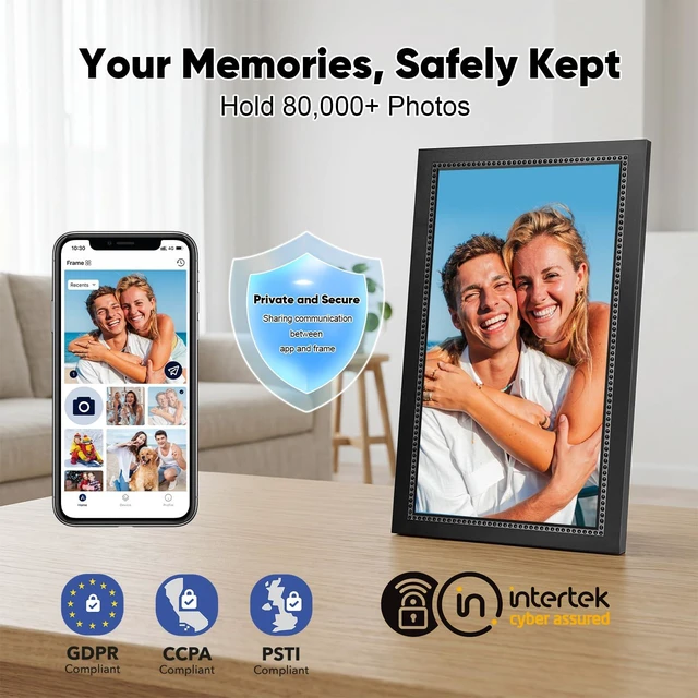 Alt view image 6 of 7 - Digital Picture Frame 15.6 Inch Digital Photo Frame with 64GB Storage, 1920 * 1080 IPS FHD Touchscreen, WiFi Smart Frame Share Photos and Videos Instantly from Anywhere via AiMOR App