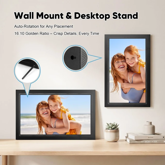 Alt view image 7 of 7 - Digital Picture Frame 15.6 Inch Digital Photo Frame with 64GB Storage, 1920 * 1080 IPS FHD Touchscreen, WiFi Smart Frame Share Photos and Videos Instantly from Anywhere via AiMOR App