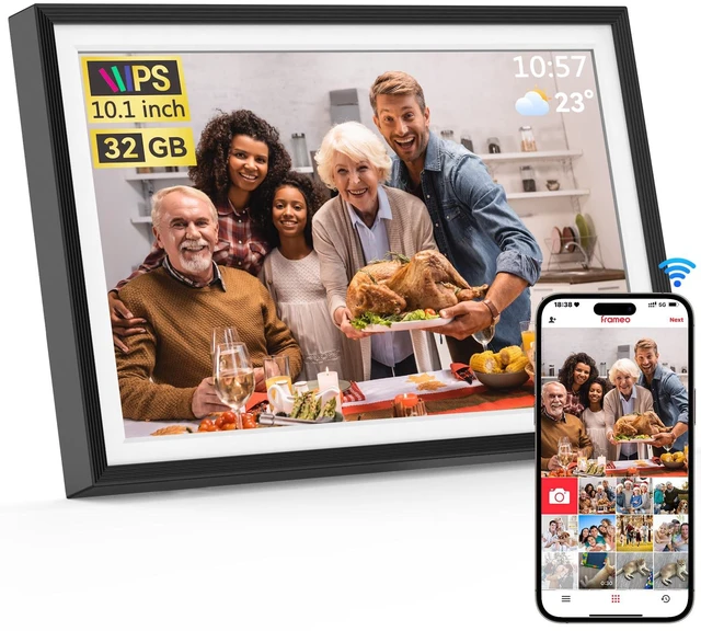 Main image of Frameo 10.1 inch Digital Picture Frame, Smart WiFi Digital Photo Frame with 32G Memory, HD Touch Screen, Auto-Rotate, Slideshow, Easy Setup, Share Photos and Videos Anywhere(Black)
