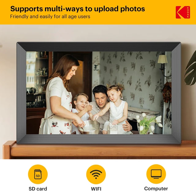 Alt view image 6 of 7 - 15.6 Inch Large WiFi Digital Picture Frame, 1920x1080 FHD Touch Screen Electronic Photo Frame with AI Photo Art, 32GB Storage, 6 Ways Sharing Photos & Videos, for Mom Family
