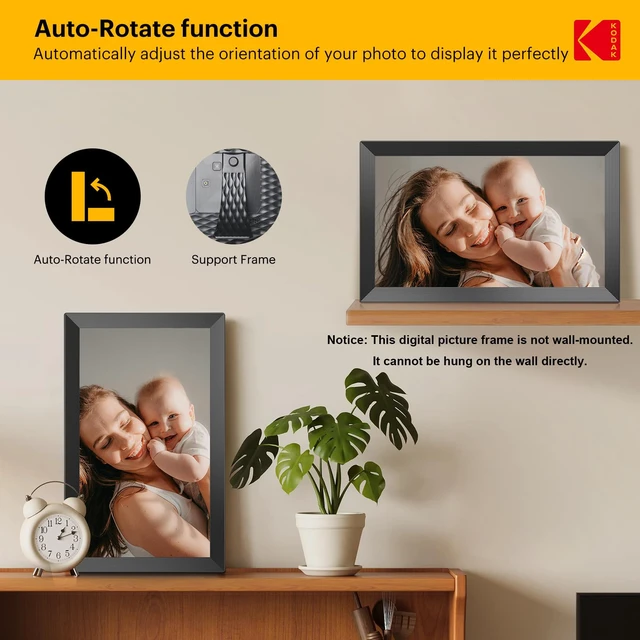 Alt view image 7 of 7 - 15.6 Inch Large WiFi Digital Picture Frame, 1920x1080 FHD Touch Screen Electronic Photo Frame with AI Photo Art, 32GB Storage, 6 Ways Sharing Photos & Videos, for Mom Family