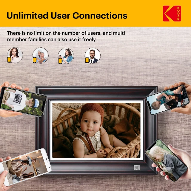 Alt view image 7 of 7 - WiFi Digital Picture Frame, 1920 x 1200 HD Touchscreen Digital Photo Frame, 10.1 Inches Intelligent Electronic Picture Frame with 32 GB,Auto-Rotate, Share Moments Instantly Gifts(Wood Frame)