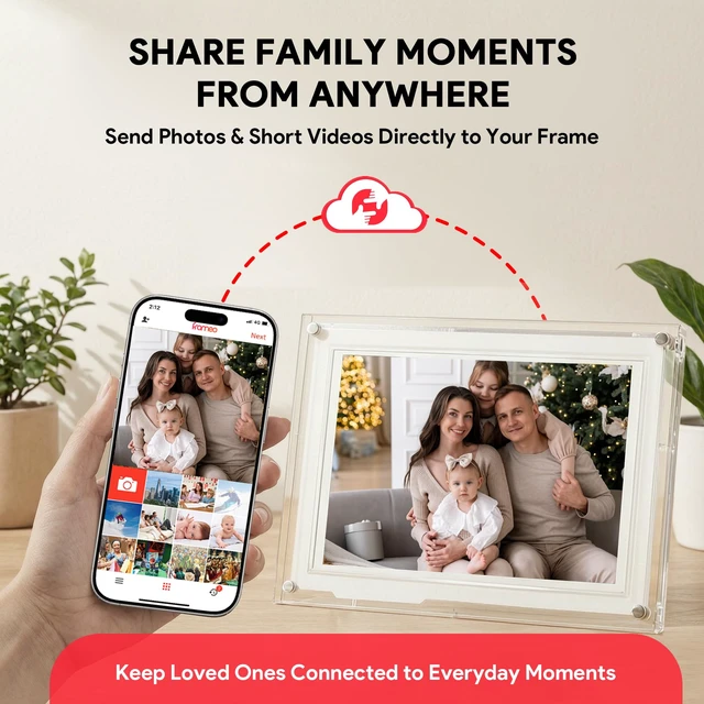 Alt view image 2 of 7 - Frameo 10.1 Inch WiFi Digital Picture Frame with IPS Touch Screen | 32GB HD IPS Display, Share Moments Instantly via Frameo App from Anywhere, Gifts for Parents and Grandparents