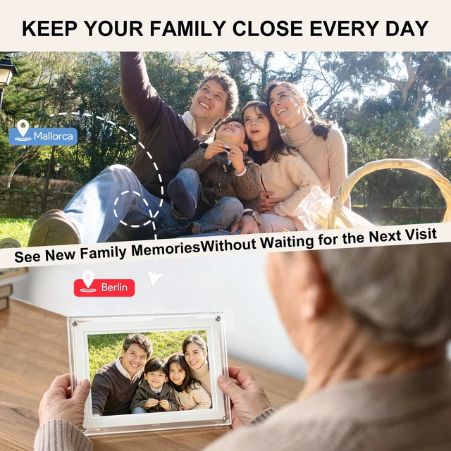 Alt view image 3 of 7 - Frameo 10.1 Inch WiFi Digital Picture Frame with IPS Touch Screen | 32GB HD IPS Display, Share Moments Instantly via Frameo App from Anywhere, Gifts for Parents and Grandparents