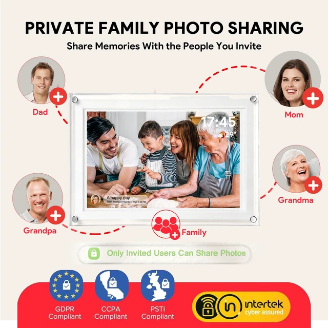 Alt view image 6 of 7 - Frameo 10.1 Inch WiFi Digital Picture Frame with IPS Touch Screen | 32GB HD IPS Display, Share Moments Instantly via Frameo App from Anywhere, Gifts for Parents and Grandparents