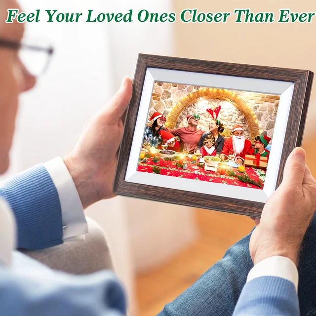Alt view image 5 of 6 - Frameo 10.1 Inch WiFi Digital Picture Frame with Frameo App, IPS Touch Screen HD Electronic Digital Photo Frame, Share Photos & Videos Instantly, Auto-Rotate Digital Picture Frame, Brown Wood