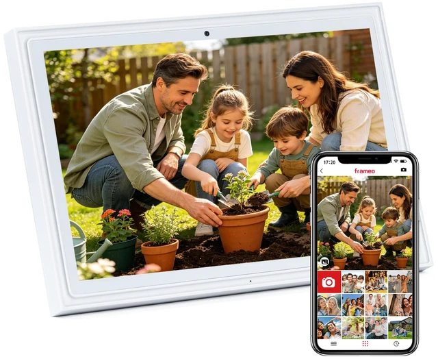 Main image of 10.1Inch WiFi Digital Picture Frame, 32GB, Frameo App, Touchscreen | Multi-Format Photo & Video Playback, Offline Viewing, No Monthly Subscription, USB & microSD Transfer, Easy Family Sharing