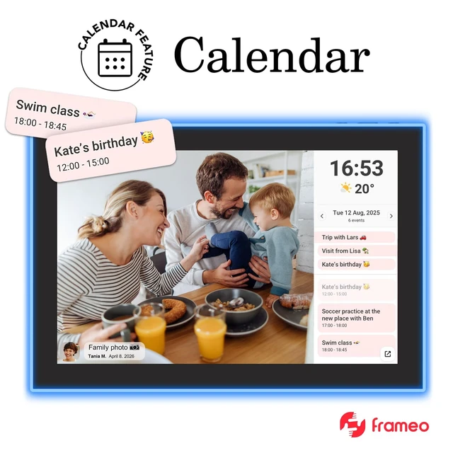 Alt view image 5 of 7 - 32GB FRAMEO 10.1 Inch WiFi Digital Photo Frame, 1280x800 HD IPS LCD Touch Screen, Auto-Rotate, 32GB Storage, Support USB Drive/SD Card Extend Storage, Share Moments via Frameo App