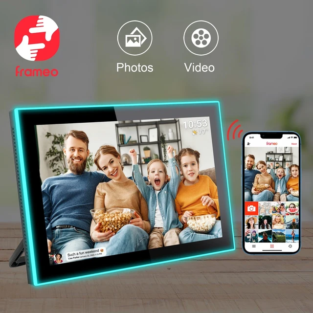 Alt view image 3 of 7 - 32GB FRAMEO 10.1 Inch WiFi Digital Photo Frame, 1280x800 HD IPS LCD Touch Screen, Auto-Rotate, 32GB Storage, Support USB Drive/SD Card Extend Storage, Share Moments via Frameo App