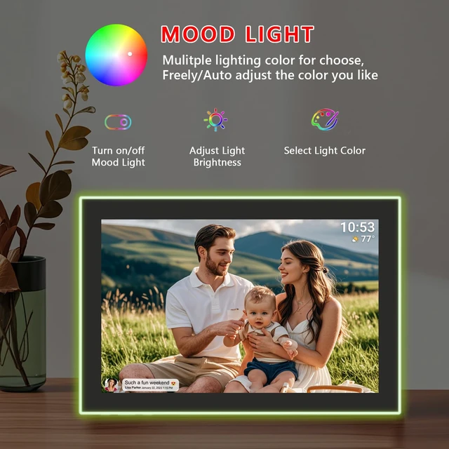 Alt view image 4 of 7 - 32GB FRAMEO 10.1 Inch WiFi Digital Photo Frame, 1280x800 HD IPS LCD Touch Screen, Auto-Rotate, 32GB Storage, Support USB Drive/SD Card Extend Storage, Share Moments via Frameo App