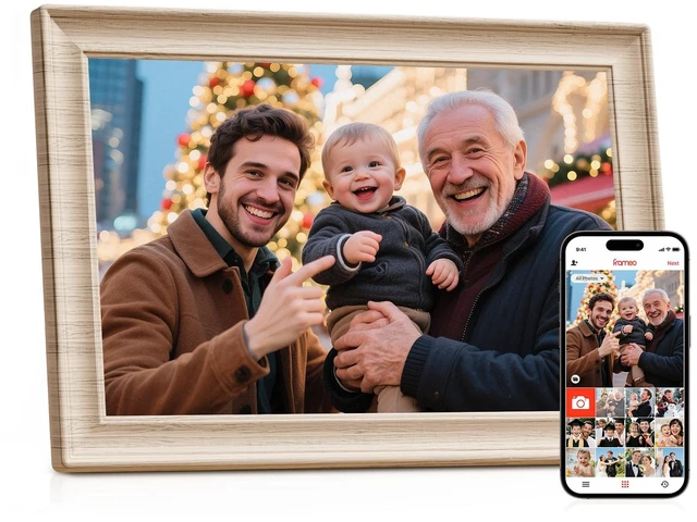 Main image of Frameo 10.1 Inch WiFi Digital Picture Frame, 1280x800 HD IPS Touch Screen Photo Frame Electronic, 32GB Storage, Auto-Rotate, Wall Mounted, Share Photos/Videos Instantly from Anywhere - White