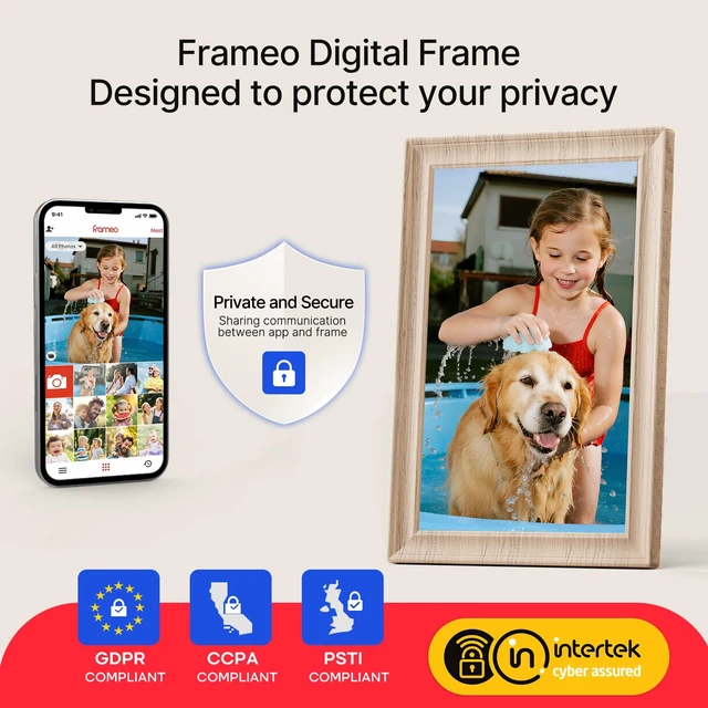 Alt view image 7 of 7 - Frameo 10.1 Inch WiFi Digital Picture Frame, 1280x800 HD IPS Touch Screen Photo Frame Electronic, 32GB Storage, Auto-Rotate, Wall Mounted, Share Photos/Videos Instantly from Anywhere - White