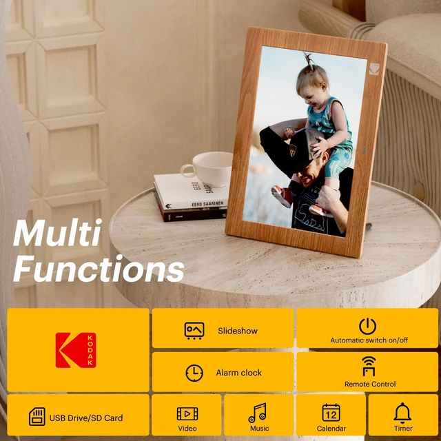 Alt view image 2 of 7 - 10.1 Inch Digital Picture Frame with Remote Control, 1280x800 HD Display Digital Photo Frame, USB or SD Card Required, Auto-Rotate, Supports Photo/Video/Music/Calendar/Slideshow