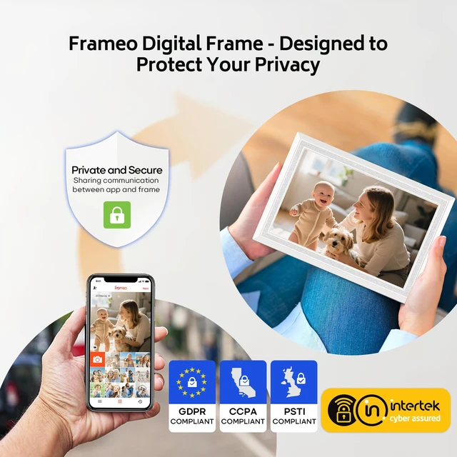 Alt view image 5 of 7 - Frameo 10.1" Digital Picture Frame with 32GB Memory White WiFi Electronic Photo Frame 1280 x 800 IPS HD Touch Screen Auto-Rotate Slideshow Wall Mountable Share Photos/Video Remotely Anywhere