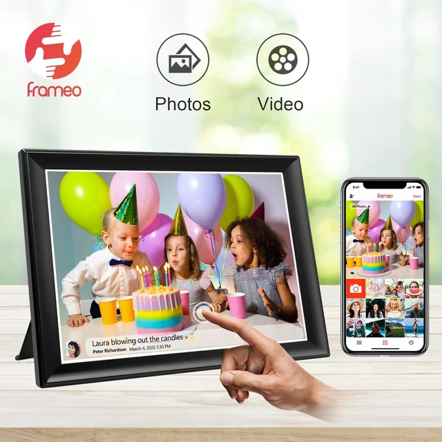 Alt view image 3 of 7 - 64GB FRAMEO 10.5 Inch Smart WiFi Digital Photo Frame 1920x1280 FHD IPS LCD Touch Screen, Auto-Rotate, 64GB Storage, Support SD Card & USB Drive, Share Moments Instantly via Frameo App from Anywhere