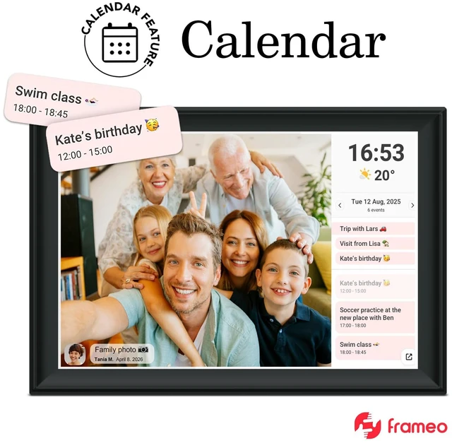 Alt view image 4 of 7 - 64GB FRAMEO 10.5 Inch Smart WiFi Digital Photo Frame 1920x1280 FHD IPS LCD Touch Screen, Auto-Rotate, 64GB Storage, Support SD Card & USB Drive, Share Moments Instantly via Frameo App from Anywhere